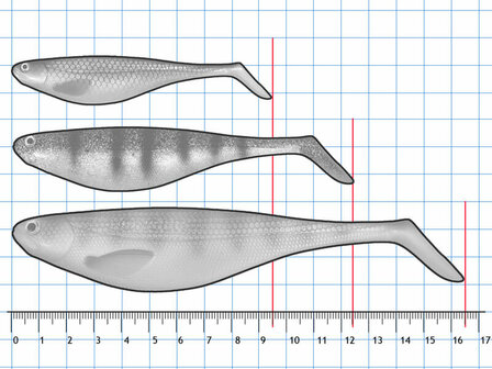 Flat Shad Softbait lengtes